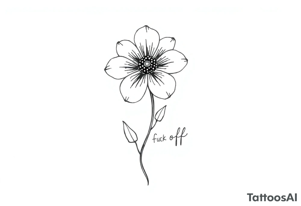 Flower with stem that reads fuck off tattoo idea
