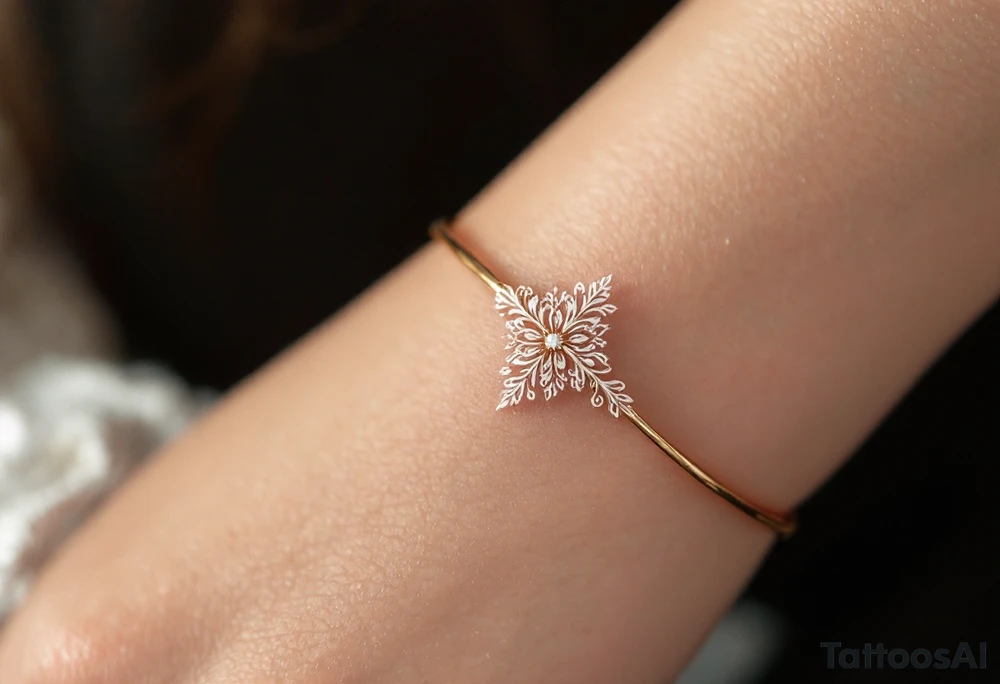 A thin, delicate gold ring with intricate white filigree engravings, symbolizing timeless elegance and devotion. tattoo idea