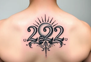 Numbers 222 sunset love stardust and vibration tattoo idea