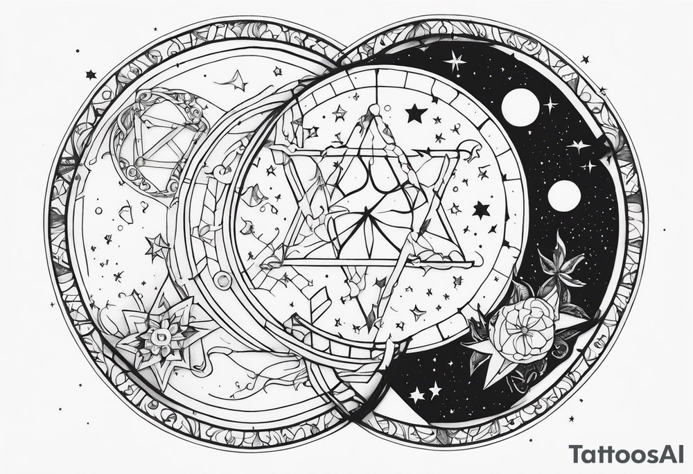 Galaxy with Gemini and Capricorn constellations tattoo idea