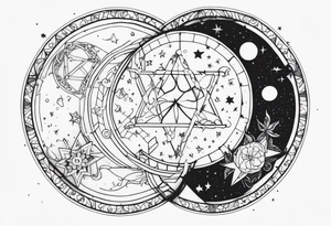Galaxy with Gemini and Capricorn constellations tattoo idea