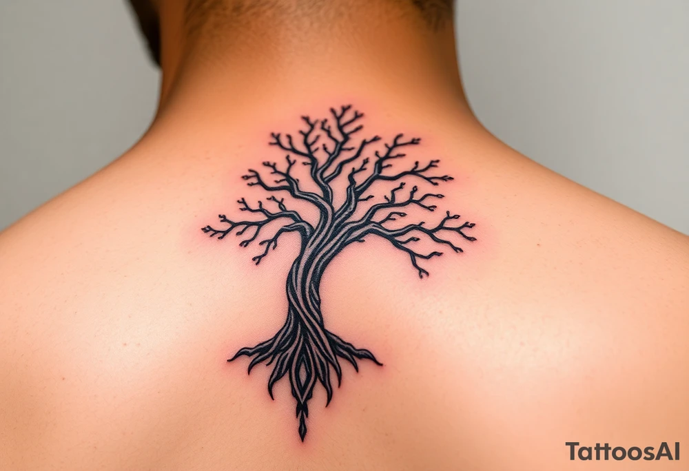Tree hour glass strength tribal tattoo idea