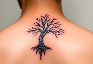 Tree hour glass strength tribal tattoo idea