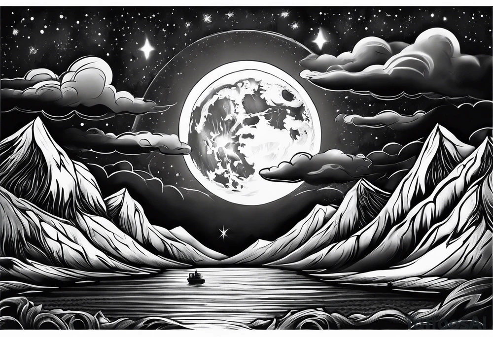 Northern lights with Pennywise tattoo idea