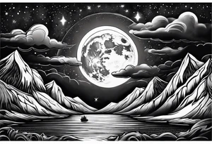Northern lights with Pennywise tattoo idea