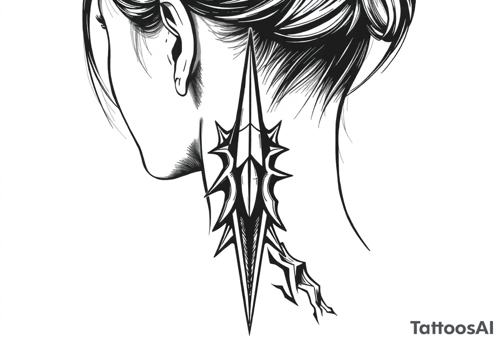 cover up behind the ear vertical tattoo idea