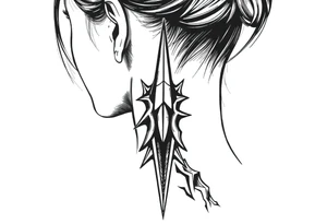 cover up behind the ear vertical tattoo idea