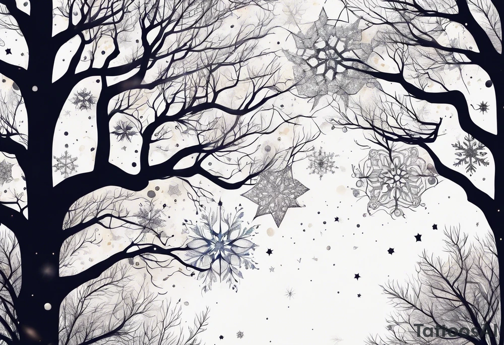 Constellation, tree , snowflake tattoo idea