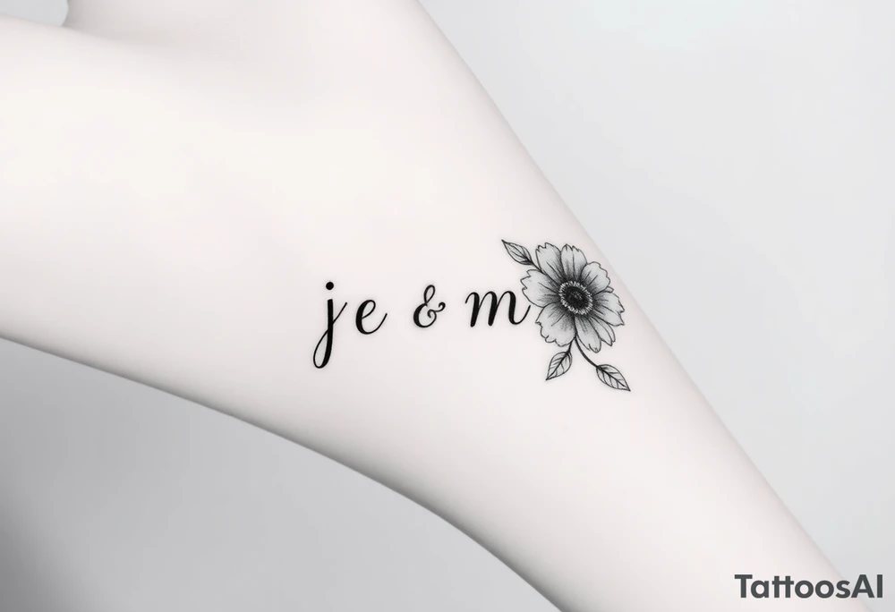 flowers with the initials j e m m tattoo idea