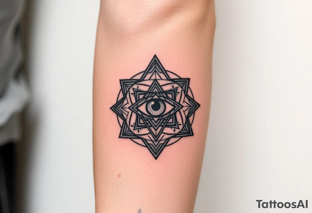 sacred geometry with eye in the middle tattoo idea