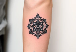 sacred geometry with eye in the middle tattoo idea