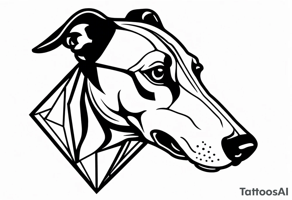 Greyhound head, majestic, inside diamond shape tattoo idea