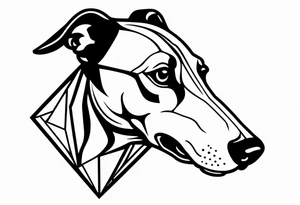 Greyhound head, majestic, inside diamond shape tattoo idea