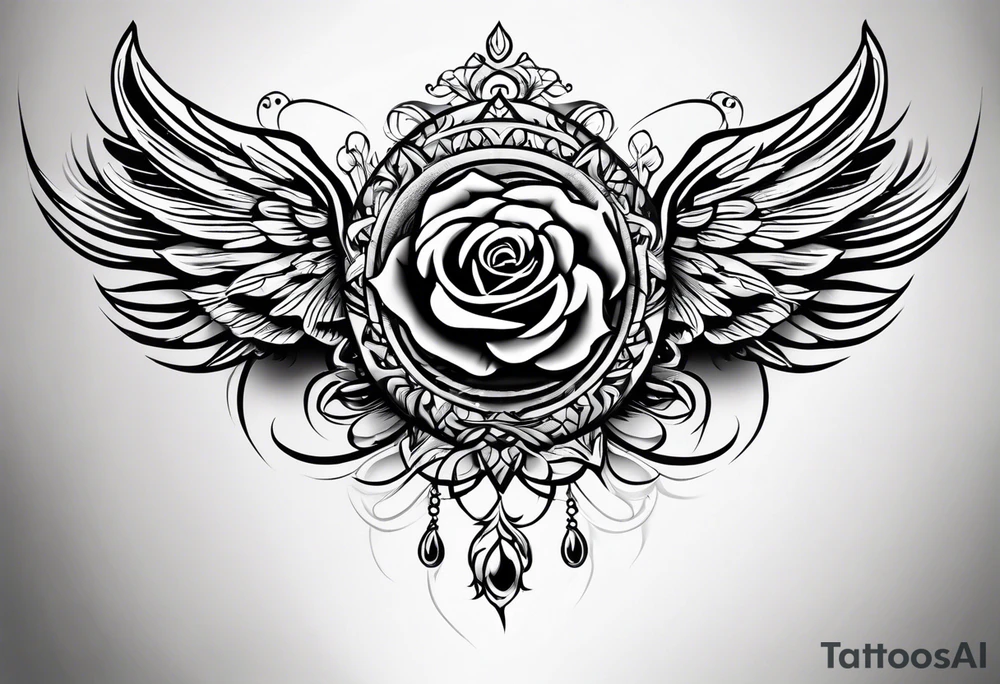forearm tattoo
tribal angel wing including a rose tattoo idea