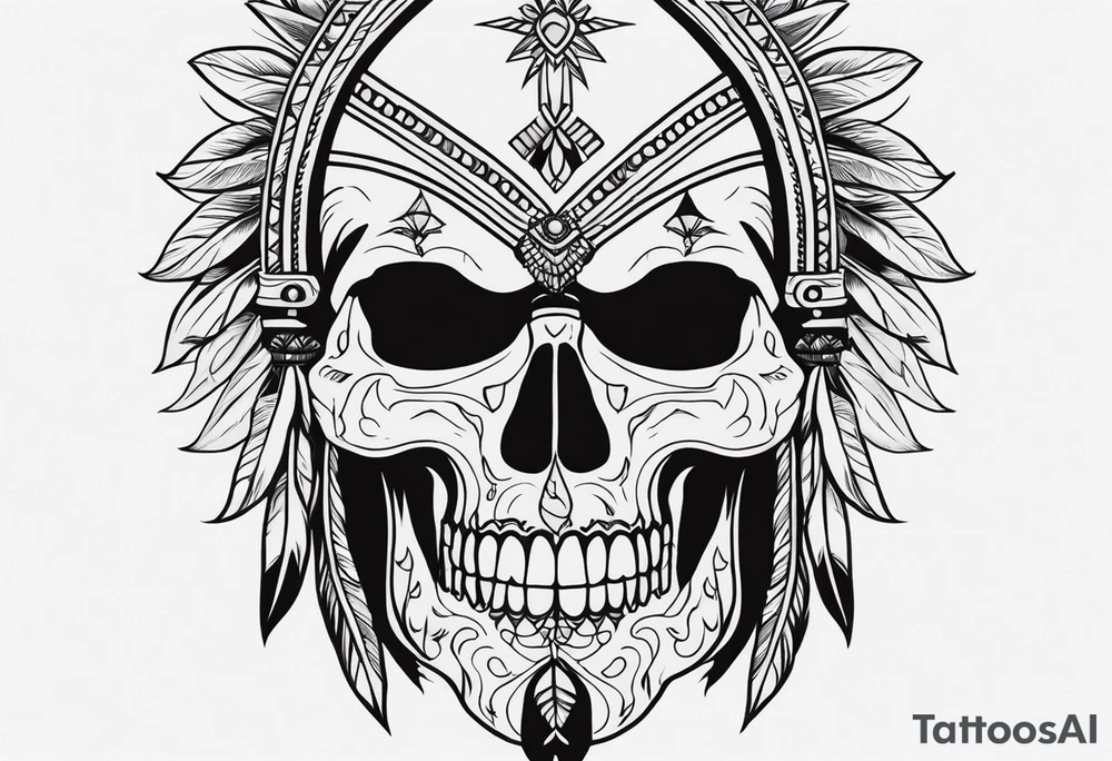 an indian with a skull instead of a face tattoo idea