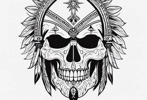 an indian with a skull instead of a face tattoo idea