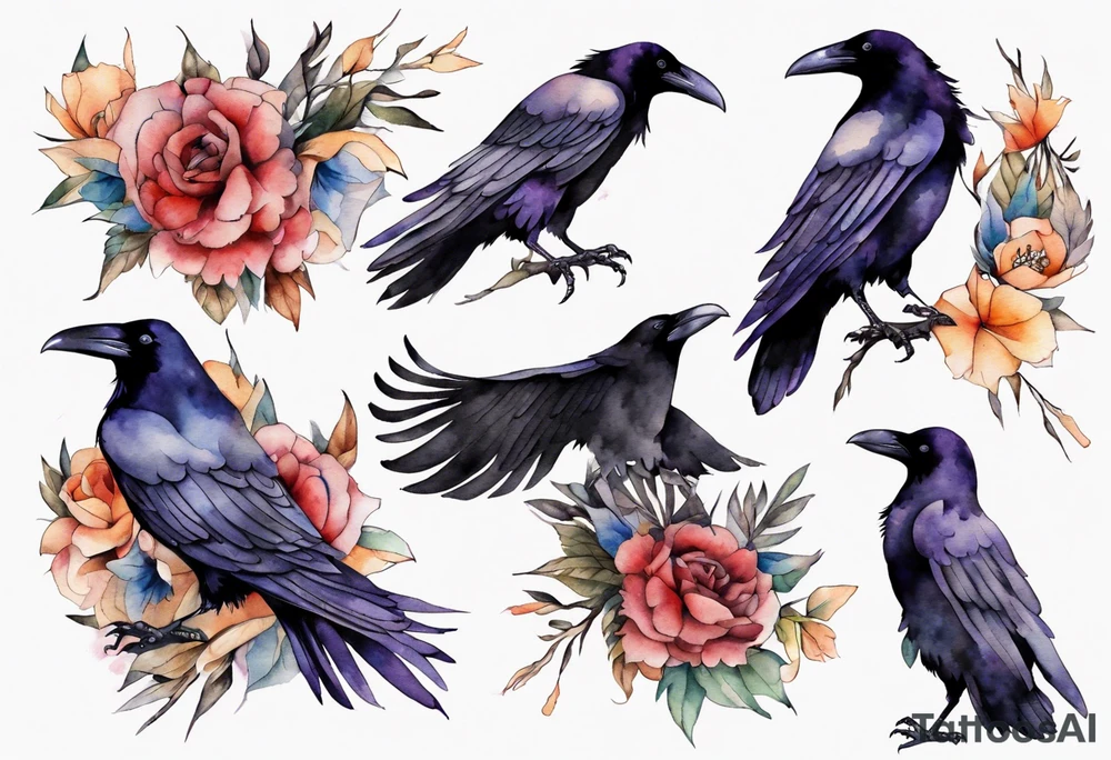 a raven wearing a scarf tattoo idea