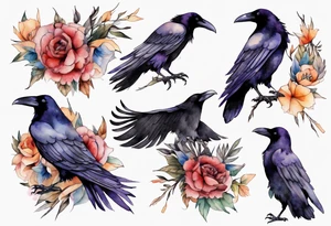 a raven wearing a scarf tattoo idea