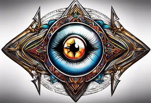 mirrored eye surrounded by a shuriken tattoo idea