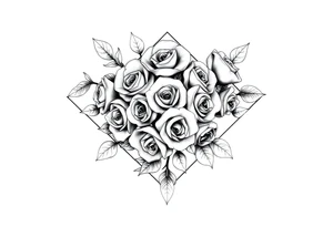 Small Roses with NO LEAVES fully filling up the inside of an lateral elongated diamond shape tattoo idea