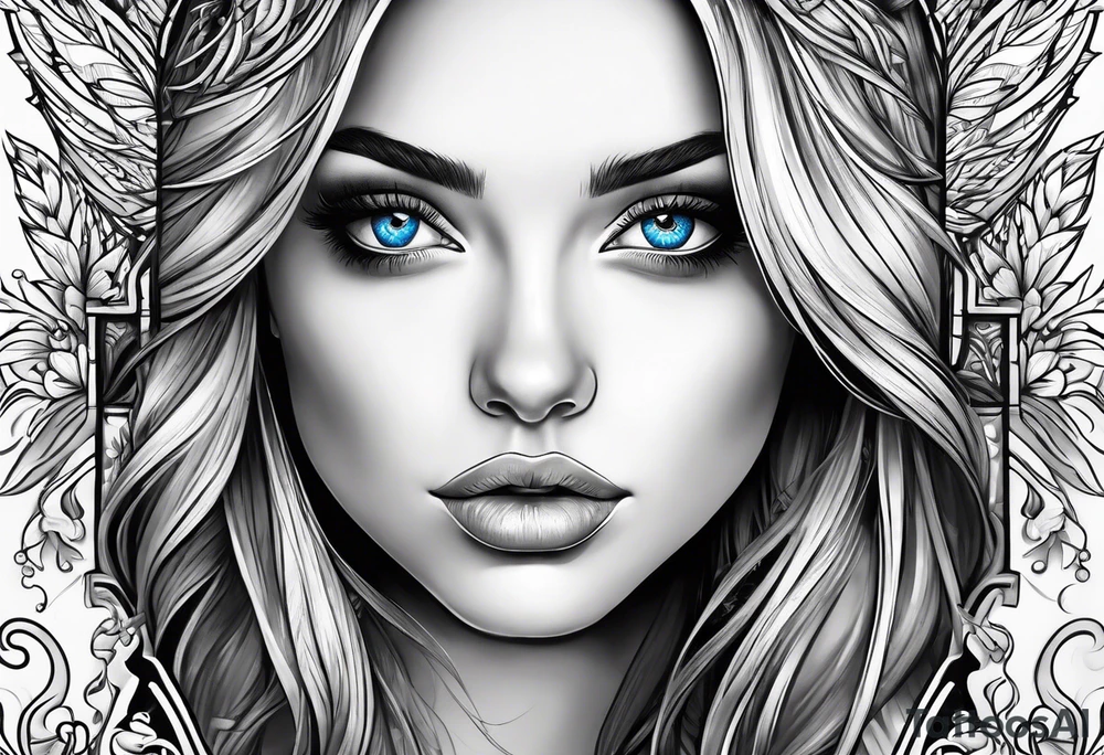 A girl with blue eyes tattoo idea
