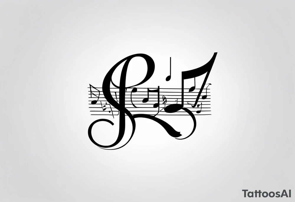 Musical notes incorporating the letters R and L tattoo idea