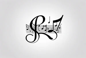 Musical notes incorporating the letters R and L tattoo idea