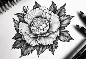 Carnation with sun and moon background tattoo idea