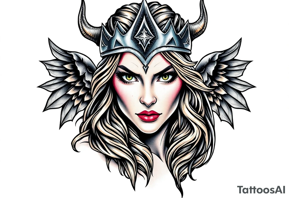 Viking goddess warrior full body sexy tattoo idea