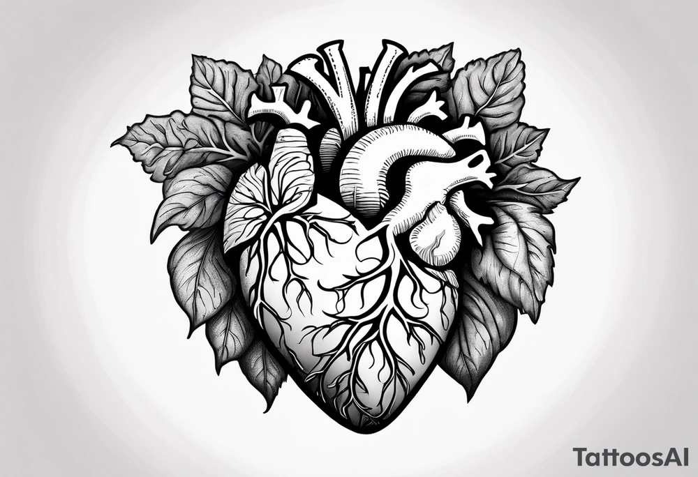 Manly Human heart intertwined with cabbage leaves and the word “survivor” tattoo idea
