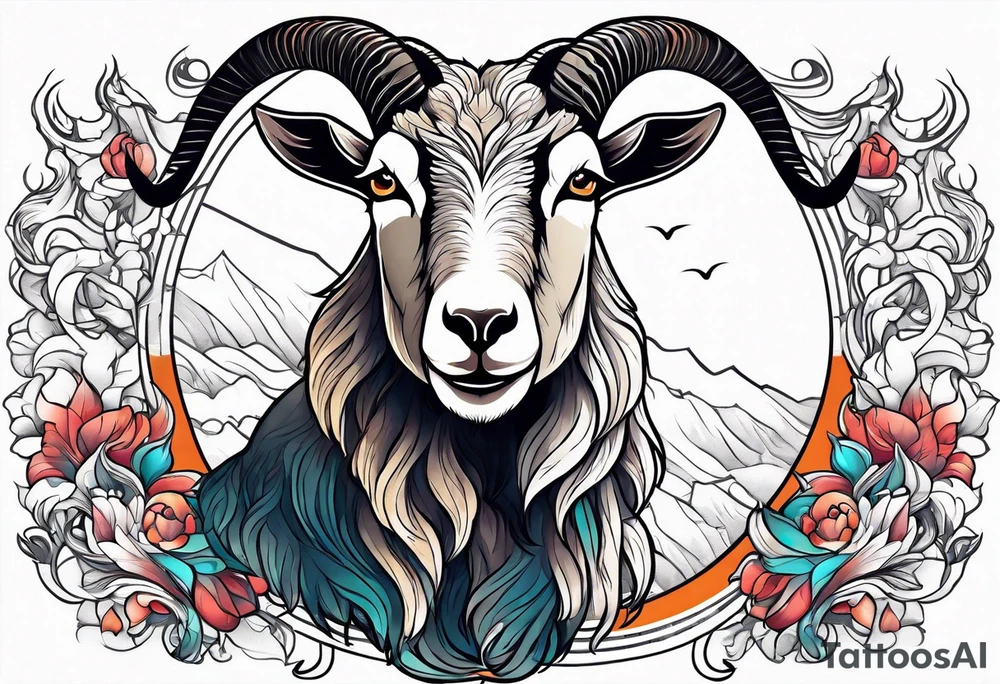 goat standing on two legs tattoo idea