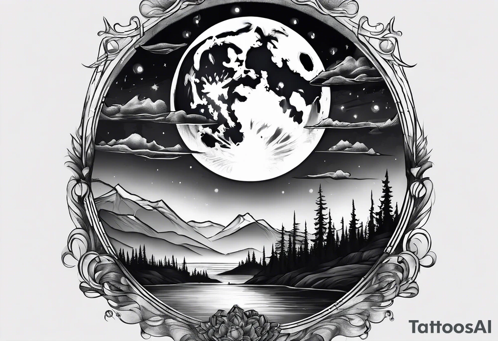 Northern lights with Pennywise tattoo idea