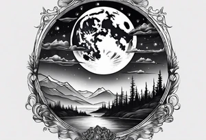 Northern lights with Pennywise tattoo idea