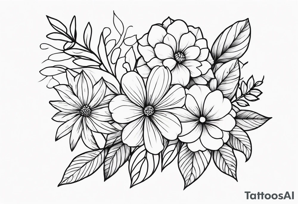 flowers, leaves tattoo idea