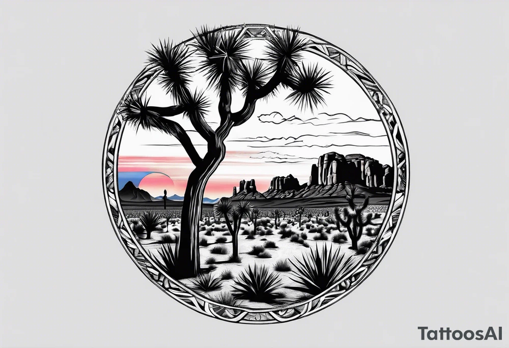 Joshua tree sunset tattoo idea