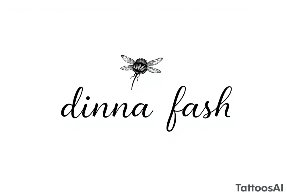 minimaliste simple thistle with dragonfly text : dinna fash tattoo idea