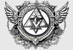 Hylian shield, replace the triforce with master chiefs helmet and the bird crest with the grey wardens logo tattoo idea