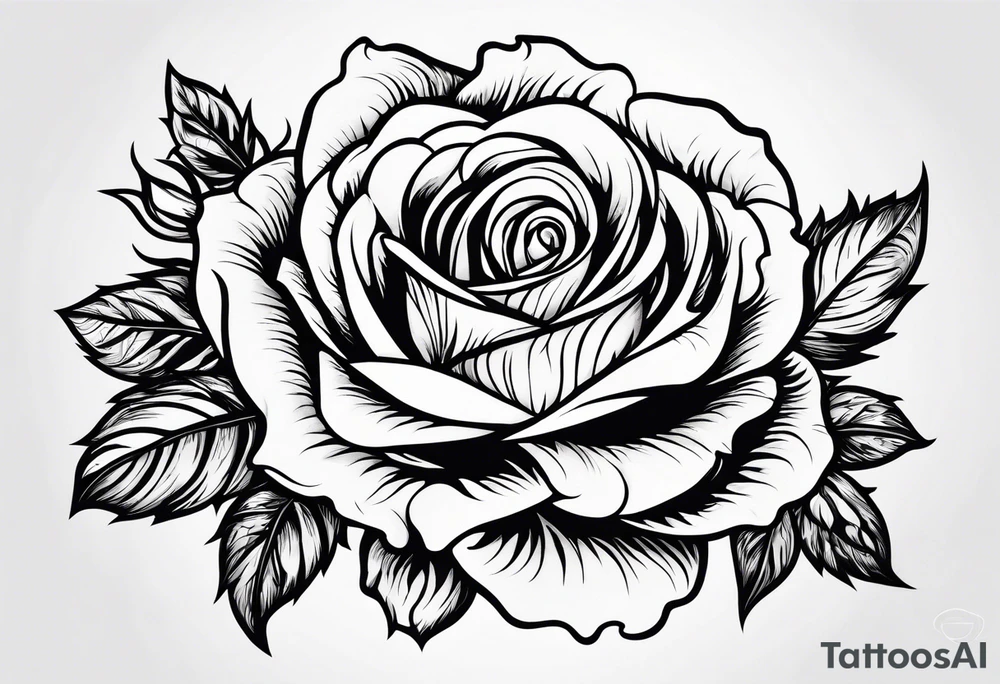 Rose with sun in the center, American traditional tattoo idea