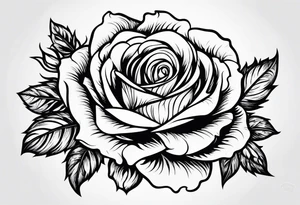 Rose with sun in the center, American traditional tattoo idea