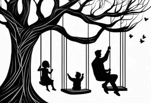 Father son mother swing tattoo idea