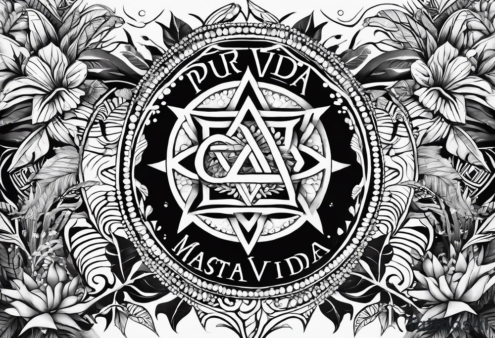 The words: "Pura vida" changed with nature, Spirituality, Meditation and something that resembles slowing down tattoo idea