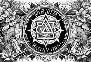 The words: "Pura vida" changed with nature, Spirituality, Meditation and something that resembles slowing down tattoo idea