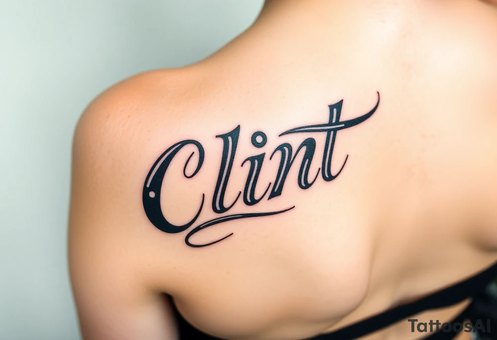 Clint spelled out in tribal lettering tattoo idea