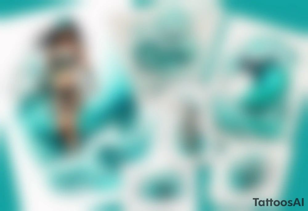 a turquoise water woman walking through crashing waves tattoo idea