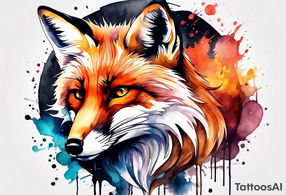 Watercolor fox tattoo idea