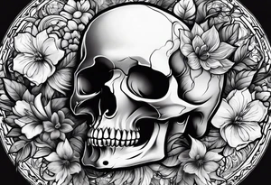 Male skull flowers side view hair tattoo idea