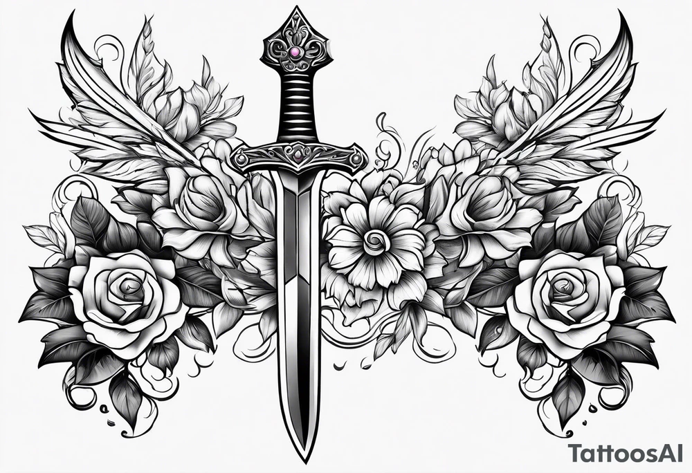 feminine dagger tattoo idea