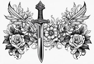feminine dagger tattoo idea