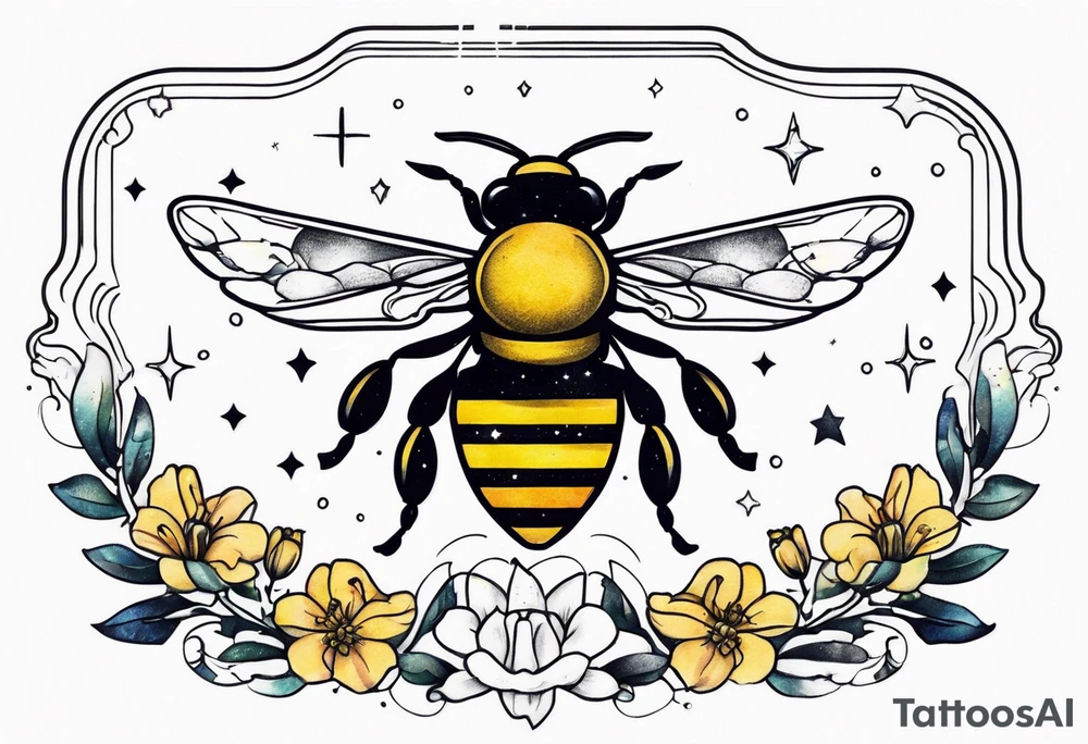 libra galaxy bee tattoo idea