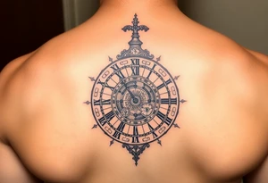 vintage roman numerals within ornate clockwork mechanism tattoo idea